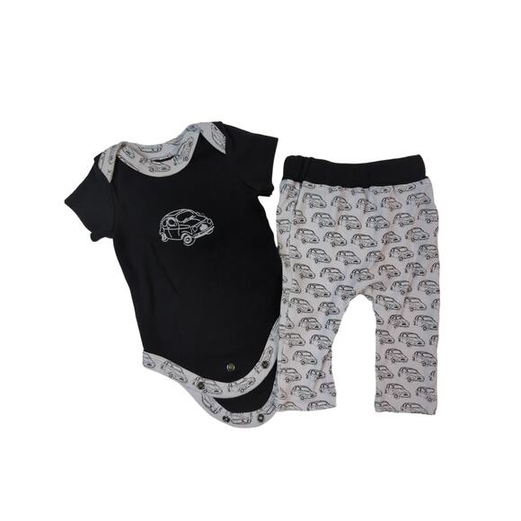Finn by Finn + Emma Pants Onesie Outfit Black White 0-3M - Picture 1 of 6